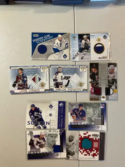 53 hockey jersey cards for sale, various years and makes. Sorry I do not want to sell the cards sepe...