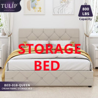 $350 Tulip® brand new cream fabric storage bed!