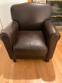 Large Brown Leather Chair with matching Ottoman