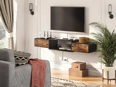 New HOOBRO Floating TV Stand with Power Outlet Modern Wall Mount, View more