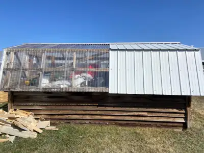 Greenhouse/ storage shed for sale. 16x8 total Shed 7x8 Greenhouse 9x8 On 4x6 skids pressure treated...