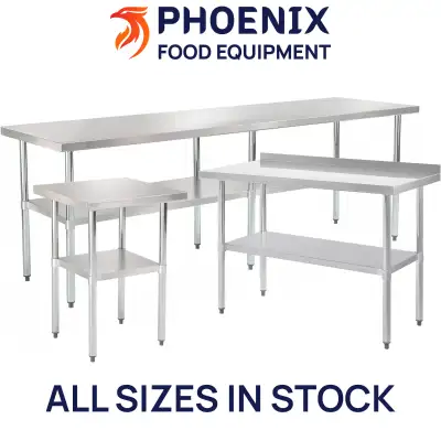 BRAND NEW Stainless Steel Commercial Work Tables - ALL SIZES, View more