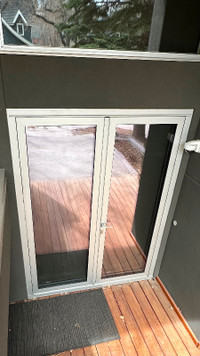 Aluminum framed, double pane glass doors