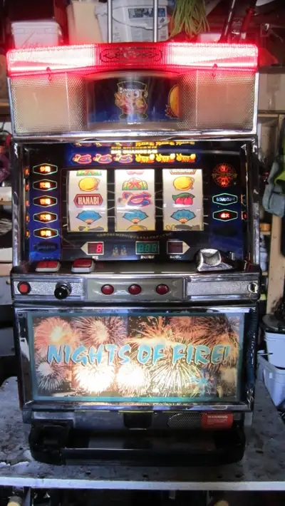 GREAT VINTAGE  “NIGHTS OF FIRE” SLOT MACHINE WORKING, View more