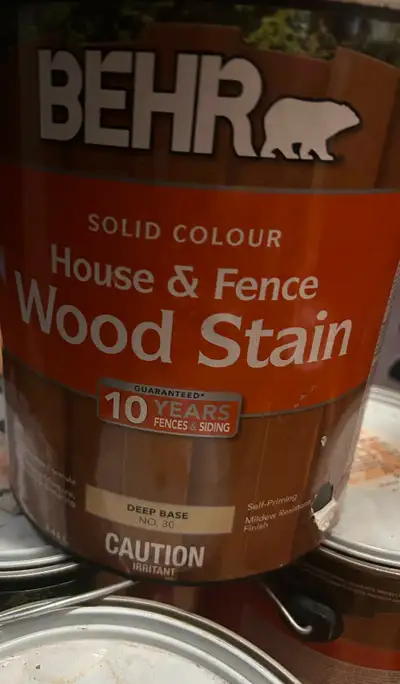 4 cans of Behr Solid Colour Wood Stain, View more