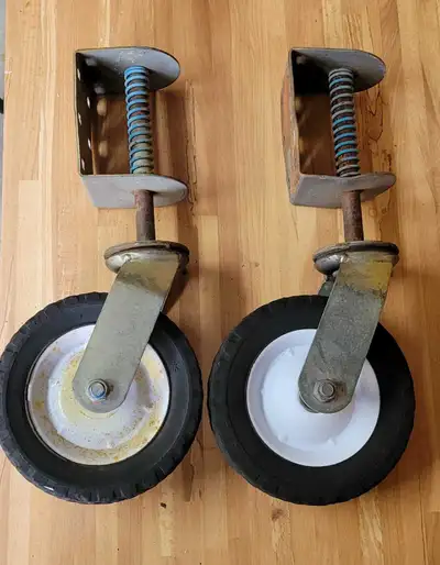 Used 8" Hard Rubber Pneumatic Gate Casters (2), View more