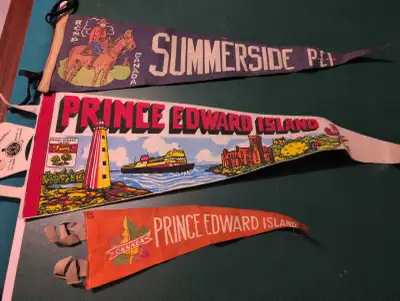 Vintage PEI felt pennants, View more