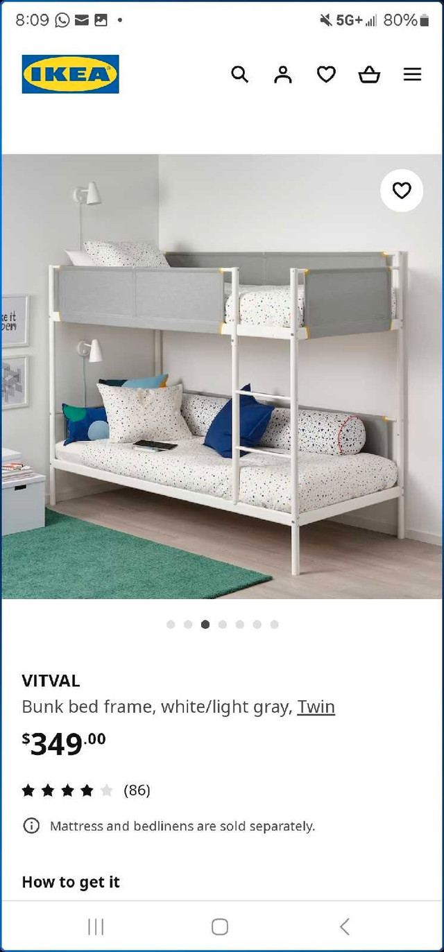 Ikea vitval bunk bed  in Beds & Mattresses in City of Toronto - Image 4
