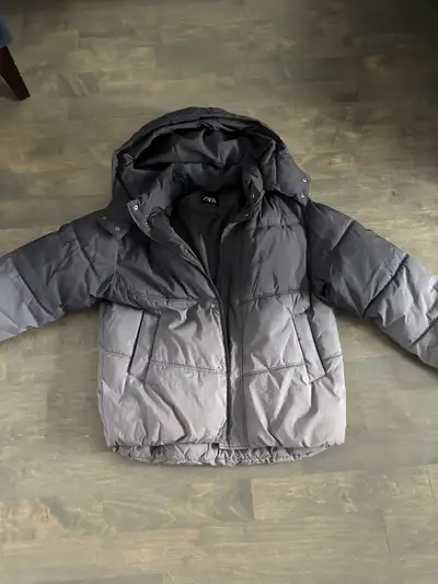 Zara youth puffer coat with hood -size 13-14, View more