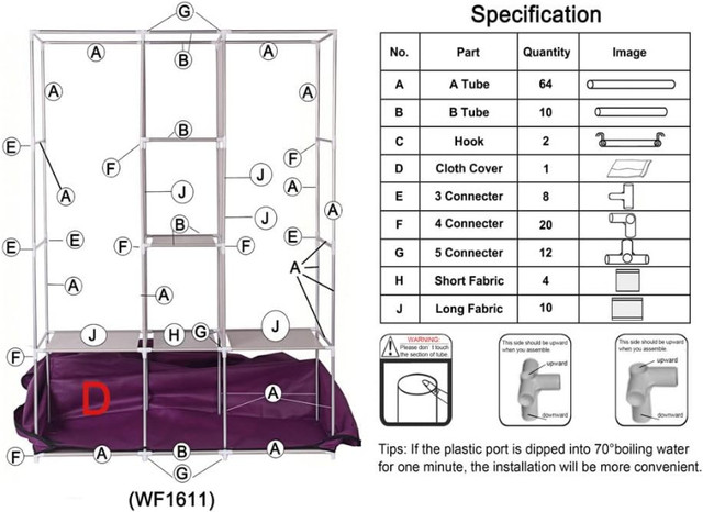 Non-woven Fabric Wardrobe Portable Closet Clothes Storage GREY in Dressers & Wardrobes in City of Toronto - Image 2