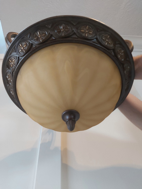 SET OF 2: Semi-Flush Wrought Iron Ceiling Light w/Ceramic Bowl in Indoor Lighting & Fans in Cambridge - Image 2