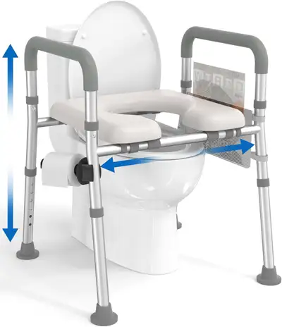 HOMLAND Raised Toilet Seat with Handles New Adjustable, 400l, View more
