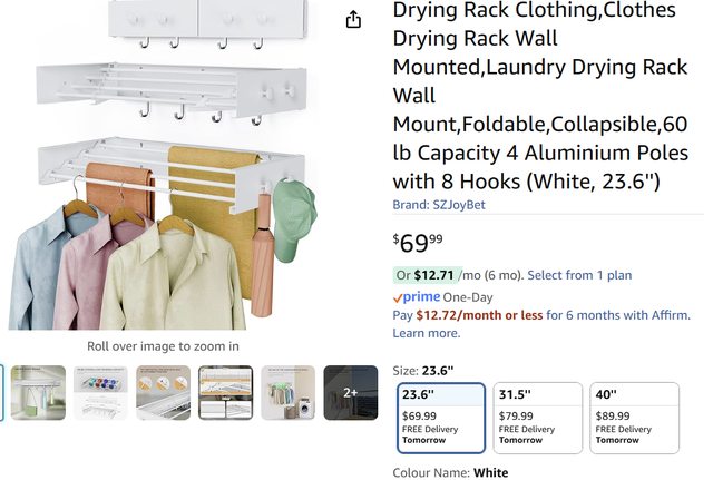❤️✅NEW IN BOX: Retractable Wall Mounted Cloth Drying Rack in Bathwares in Markham / York Region - Image 3