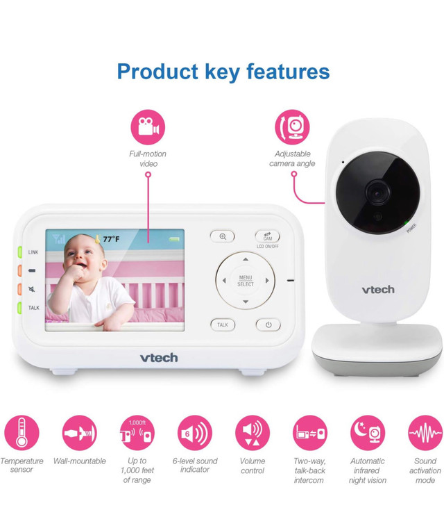 Vtech Vm3252 Baby Monitor With 2.8" LCD Scre in Gates, Monitors & Safety in Markham / York Region - Image 4