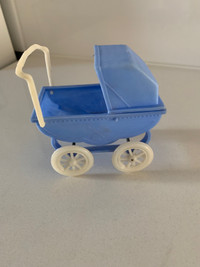 Vintage/Retro blue Doll house sizedblue baby doll carriage 