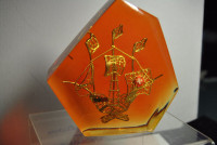 VINTAGE  SHIP LUCITE PAPERWEIGHT