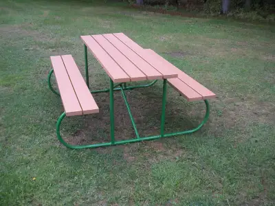 6ft. picnic table, western cedar top and seat sealed and stained, steel frame asking $ 350.00, best...