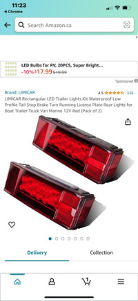 LIMICAR Rectangular LED Trailer Lights Kit Waterproof Low Profil