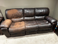 Leather sofa, two recliner seats