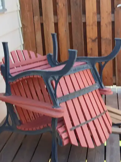Set of two lawn chairs cast iron legs, View more