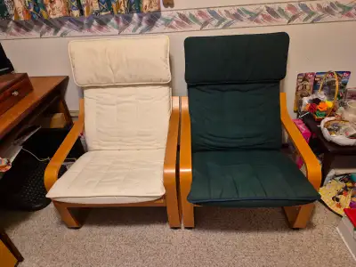 IKEA POANG fabric armchair chairs ($50 for 1 or $80 for both), View more