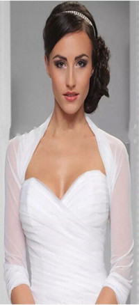 Ladies Sheer Chiffon Bolero Cropped Wedding Jacket 4 - 22 -New