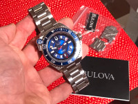 Bulova (blue) 46mm watch, 300M water resistant.  New Battery!