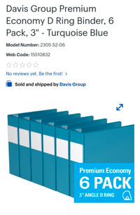 Davis Group Premium Economy Binder - D Ring - 3" Turquoise Blue