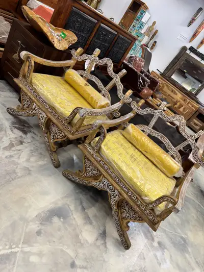 Fauteuils accents, chaises Inde en teck, chaises en teck sculpté, View more