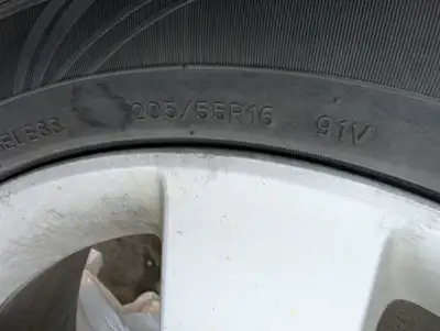 Winter tires still very good tread. On rims from a 2006 Honda civic. 205/55/16. $200 obo.