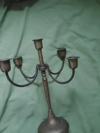 Antique candle holder, solid bronze. , View more