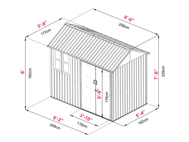 Relyard 6x8 Metal Shed 176cm Door Height With Window in Outdoor Tools & Storage in Mississauga / Peel Region - Image 4