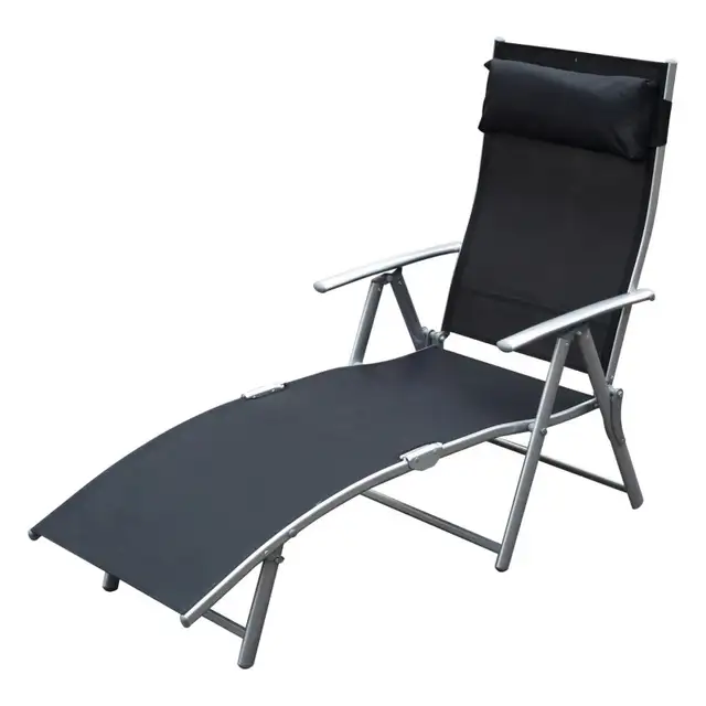 Black Heavy duty Adjustable Folding Reclining Chair  Lounge in Patio & Garden Furniture in Markham / York Region - Image 10