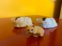 Set of Three Vintage Ceramic Cat Kittens Figurines Collectables