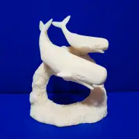 Vintage White Resin Sperm Whale and Calf Figurine – $20