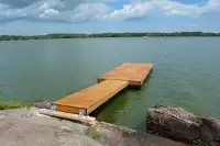 8 x 20' Pressure treated floating wood dock with a 4 x 16' ramp