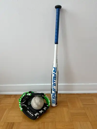 Softball bat for beginners, used a few times. I can also throw in a glove and a ball if you'd like....