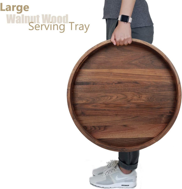 #ROVARD Extra Large Round Black Walnut Wood Ottoman Tray in Coffee Tables in City of Toronto - Image 3