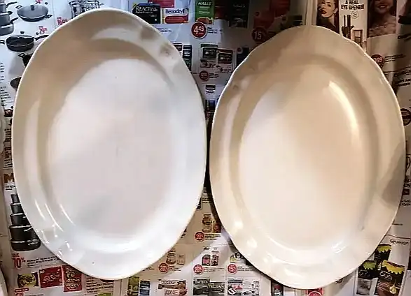 A PAIR GRYPHONWARE CERAMIC TURKEY PLATTERS,  14 1/2" X 10 1/2" 1