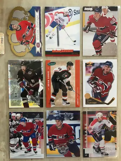 Lot de 9 cartes de hockey différentes - Brian Savage, View more