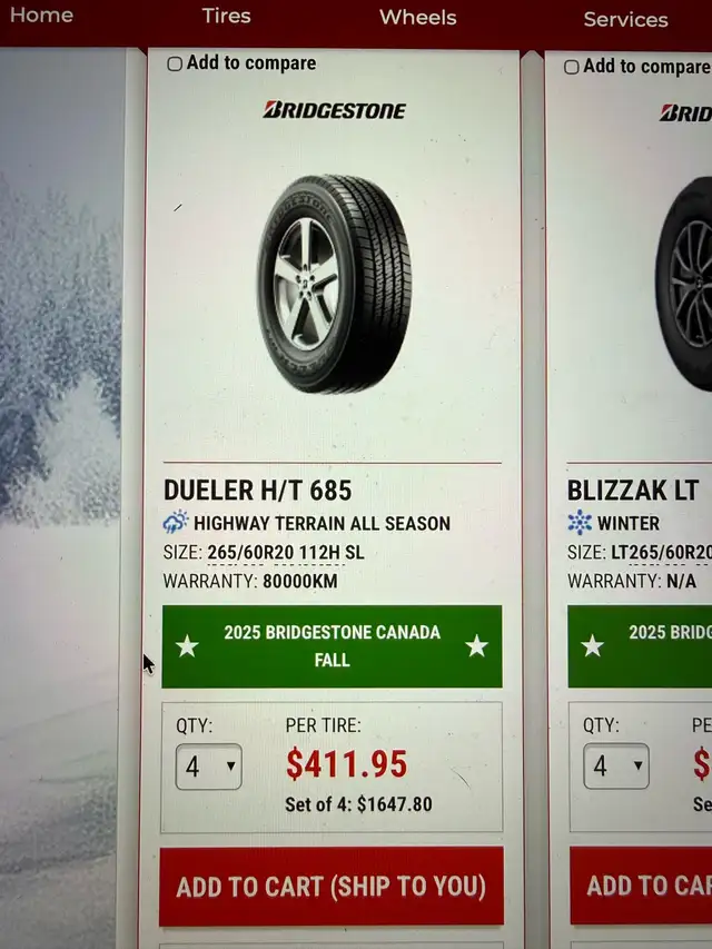 265 60 20 Bridgestone Dueler HT Brand New in Tires & Rims in Annapolis Valley - Image 4