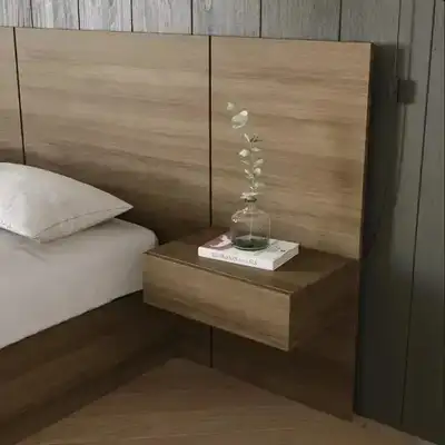 Set of 2 Nightstands - Headboard Extension Panel with drawer =, View more