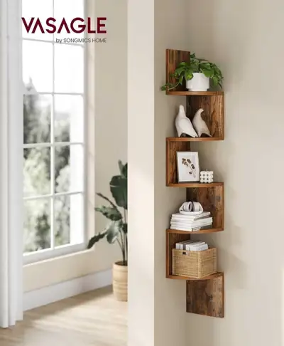 VASAGLE Corner Shelf Wall Mount, 5-Tier , View more