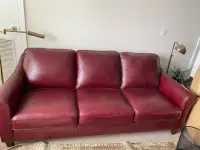 Red Leather Couch $100 OBO