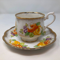 *AS IS* Royal Albert Purple, Orange and Yellow Floral Teacup and