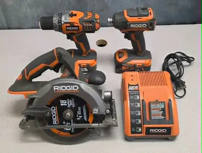 RIDGID IMPACT DRIVER circular saw x2 battery x1 charger, View more