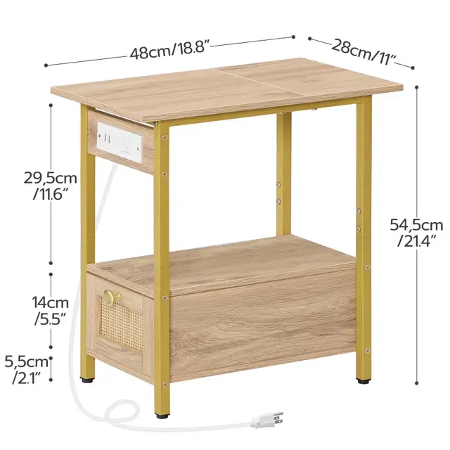 HOOBRO Narrow End Table with Charging Station PAIR in Other Tables in City of Toronto - Image 4
