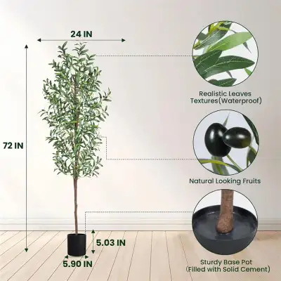 6' PRIMRUE ARTIFICIAL FAUX OLIVE TREE, View more