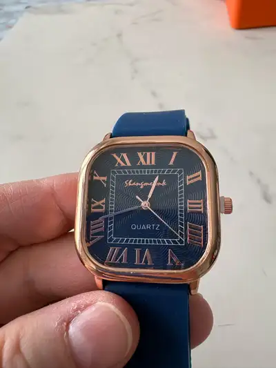 Navy Blue Strap Rose Gold Case Quartz Women’s Watch (No Box), View more