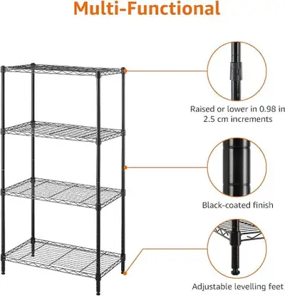 55*35*120cm, 4-Steel Wire Storage Rack, Adjustable, Heavy Duty , View more